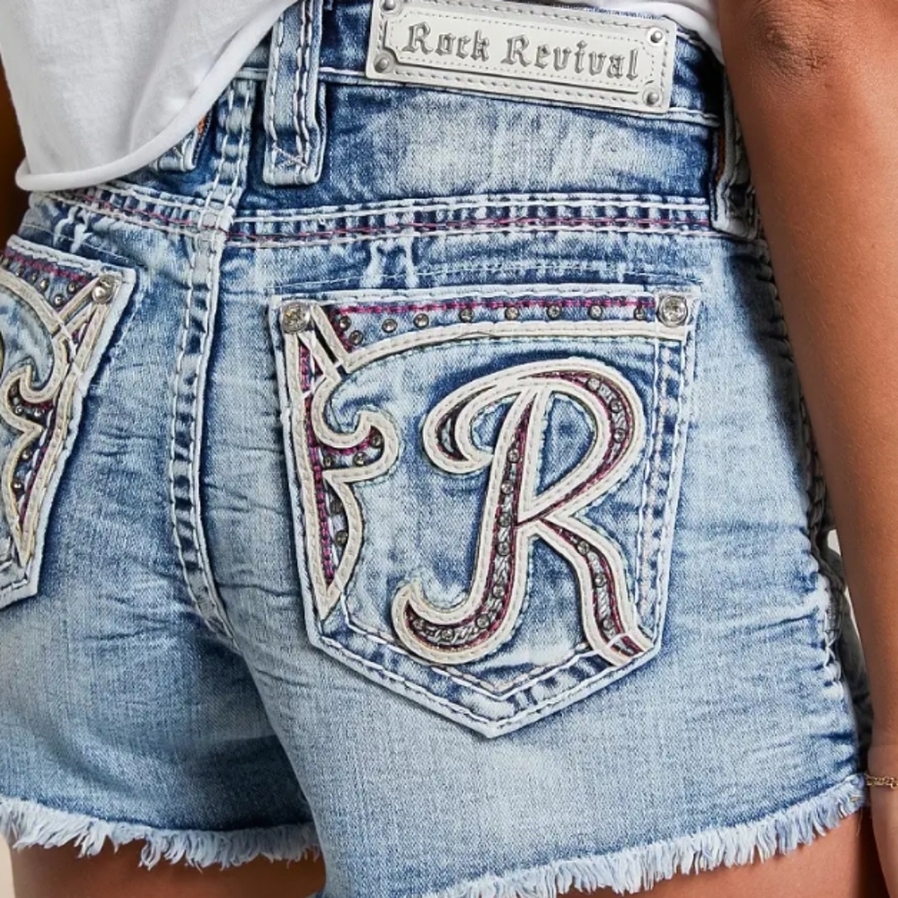 Women's Blue Embellished Shorts - Picture 4 of 6